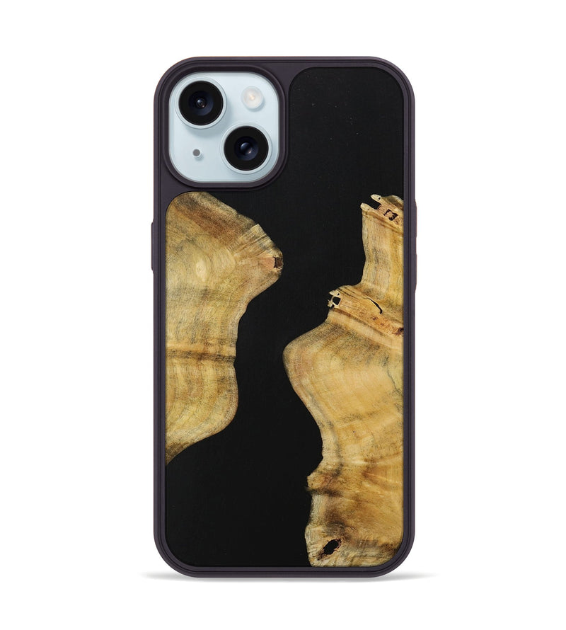 iPhone 15 Wood Phone Case - Labfive (Pure Black, 731283)