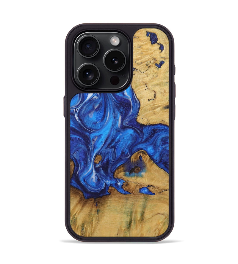 iPhone 15 Pro Wood Phone Case - Ioan (Blue, 731285)