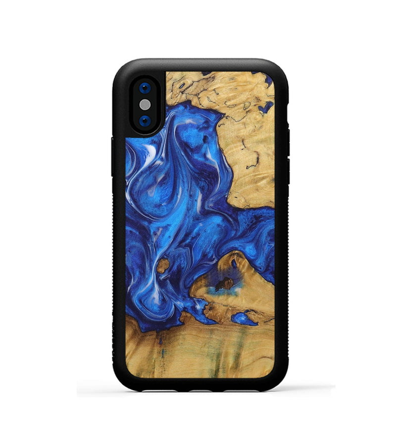 iPhone Xs Wood Phone Case - Ioan (Blue, 731285)