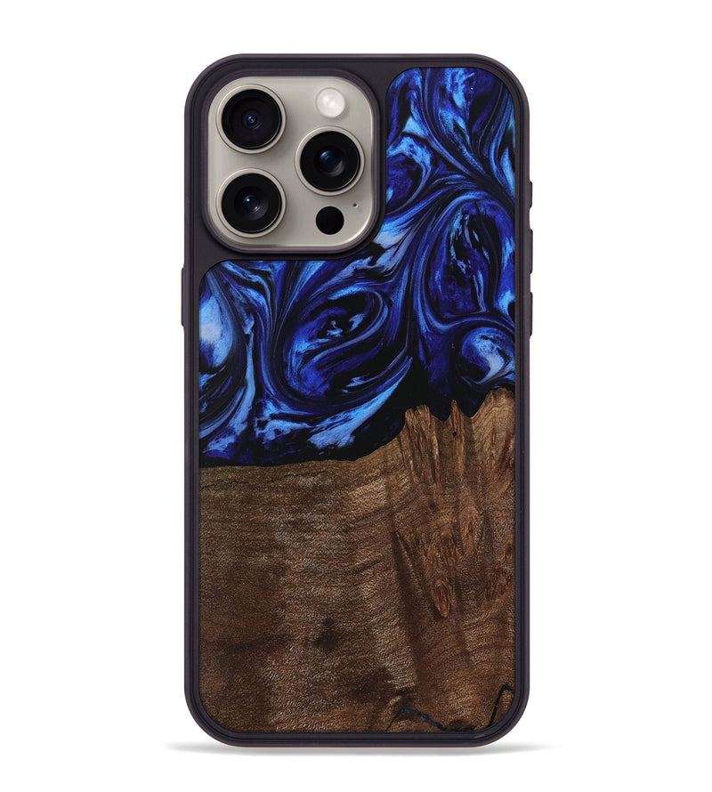 iPhone 15 Pro Max Wood Phone Case - Jaydon (Blue, 731286)