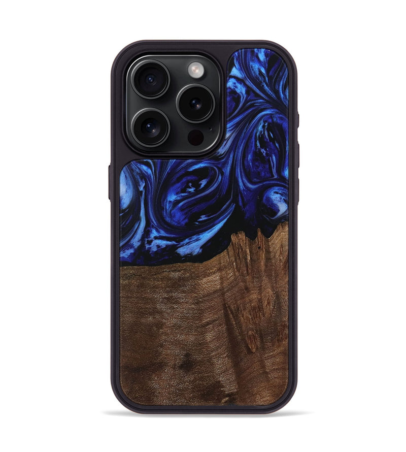 iPhone 15 Pro Wood Phone Case - Jaydon (Blue, 731286)