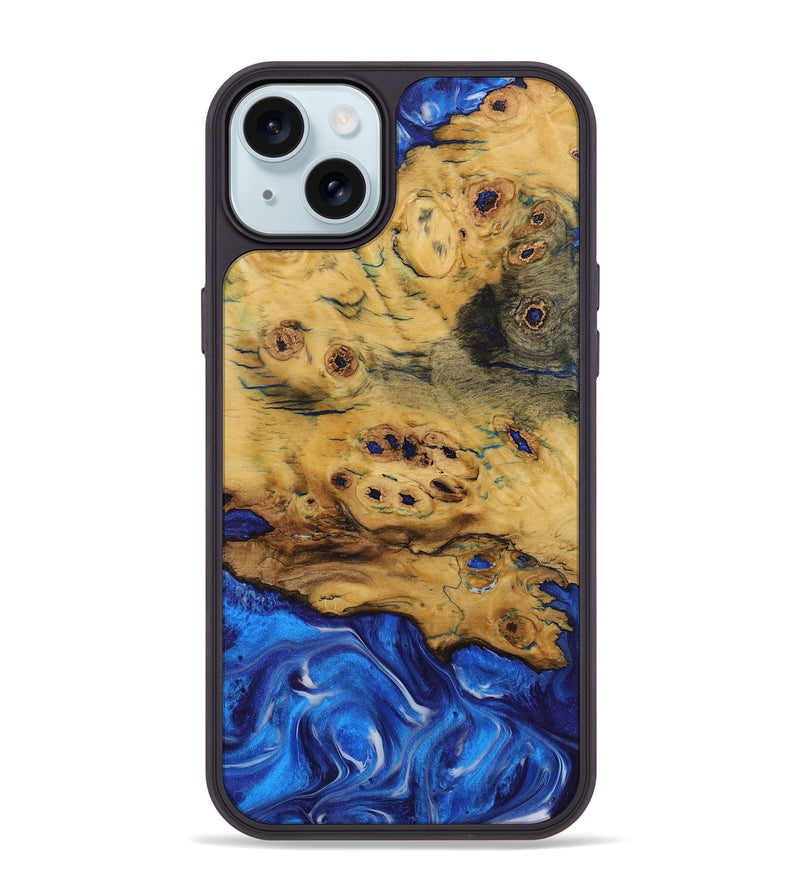 iPhone 15 Plus Wood Phone Case - Anup (Blue, 731293)