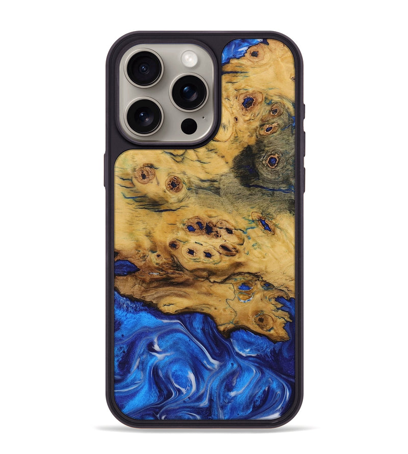 iPhone 15 Pro Max Wood Phone Case - Anup (Blue, 731293)