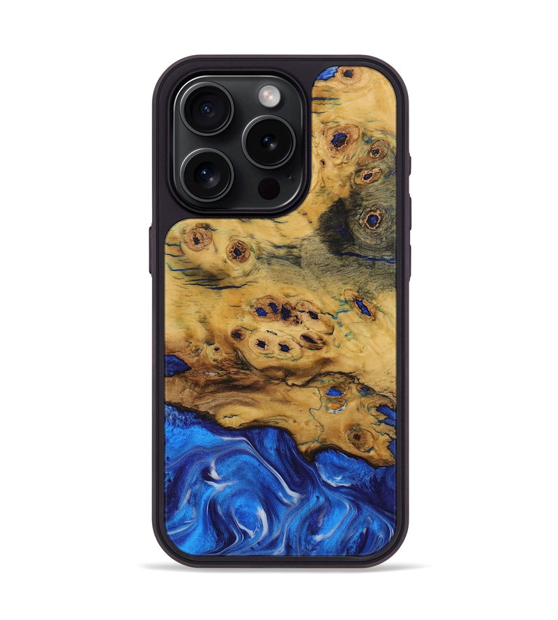 iPhone 15 Pro Wood Phone Case - Anup (Blue, 731293)