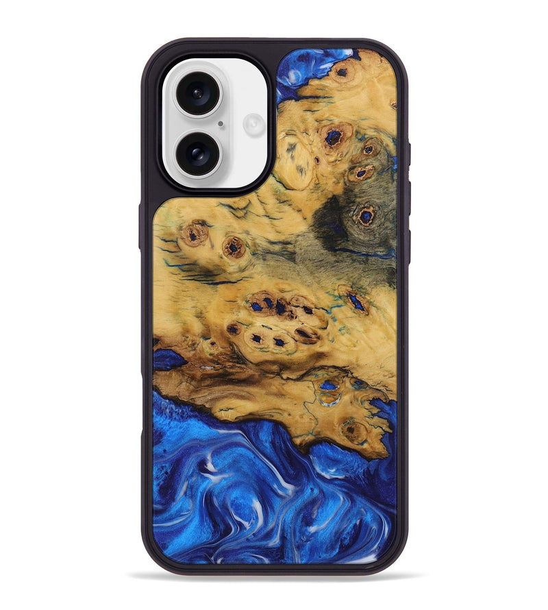 iPhone 16 Plus Wood Phone Case - Anup (Blue, 731293)