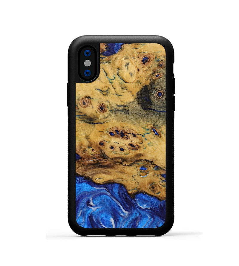 iPhone Xs Wood Phone Case - Anup (Blue, 731293)