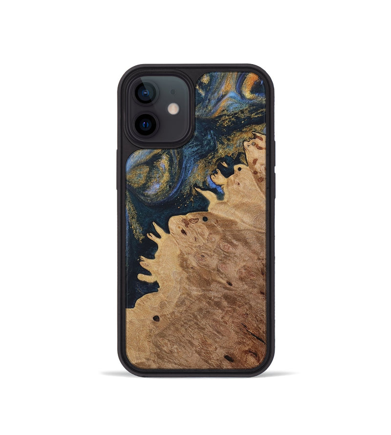 iPhone 12 mini Wood Phone Case - Allissa (Teal & Gold, 731301)