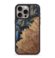 iPhone 15 Pro Max Wood Phone Case - Allissa (Teal & Gold, 731301)