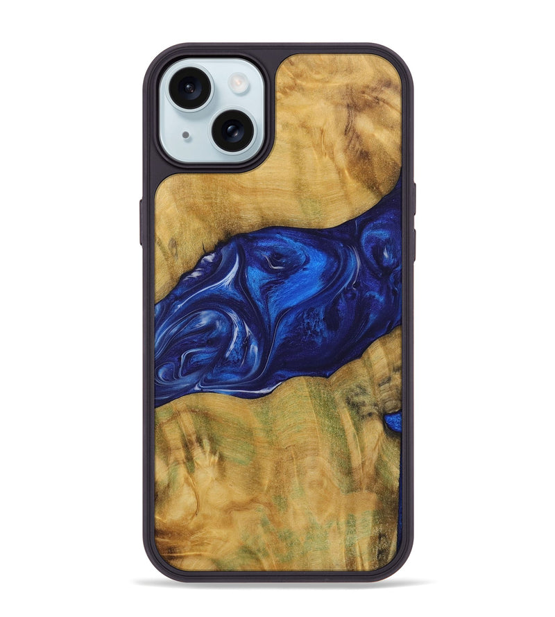 iPhone 15 Plus Wood Phone Case - Gianni (Blue, 731303)