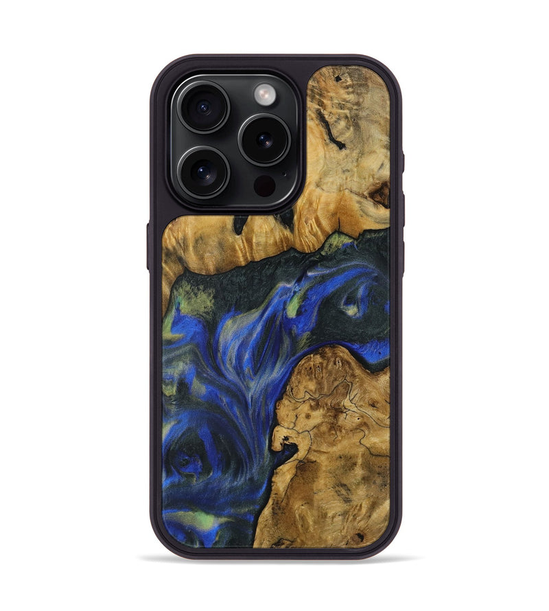 iPhone 15 Pro Wood Phone Case - Muire (Blue, 731305)