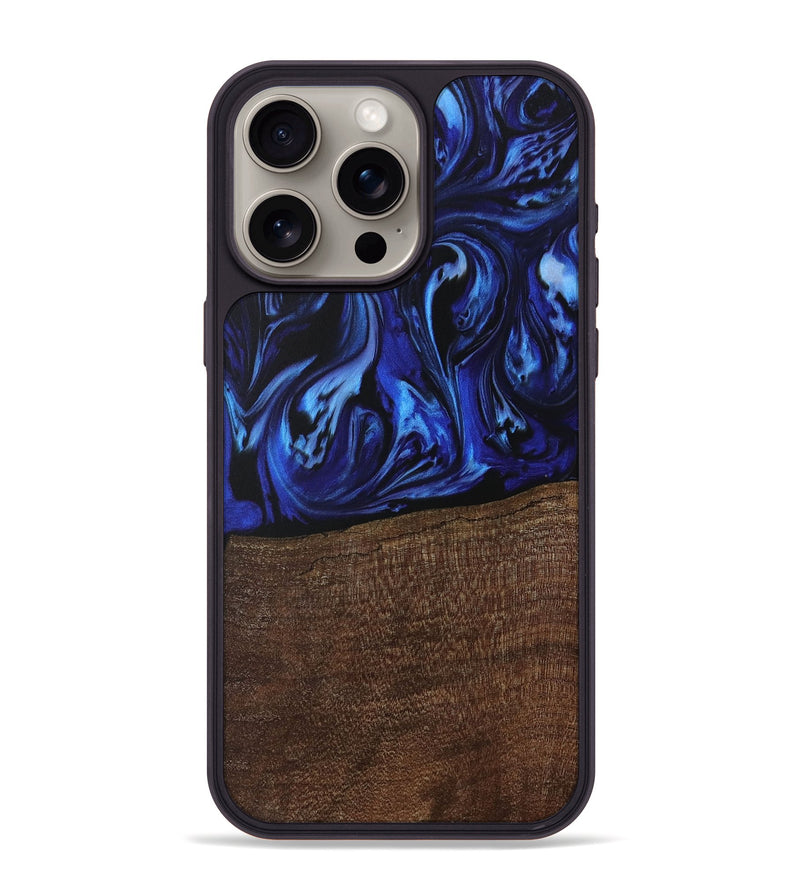 iPhone 15 Pro Max Wood Phone Case - Henery (Blue, 731307)