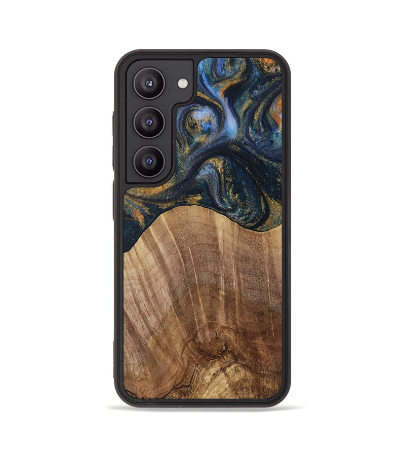 Galaxy S23 Wood Phone Case - Lydie (Teal & Gold, 731308)