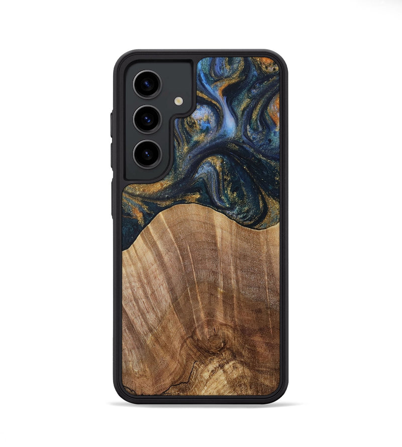 Galaxy S24 Wood Phone Case - Lydie (Teal & Gold, 731308)