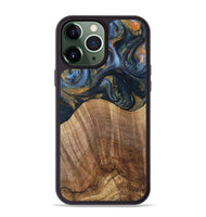 iPhone 13 Pro Max Wood Phone Case - Lydie (Teal & Gold, 731308)