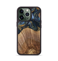 iPhone 13 Pro Wood Phone Case - Lydie (Teal & Gold, 731308)