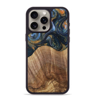 iPhone 15 Pro Max Wood Phone Case - Lydie (Teal & Gold, 731308)