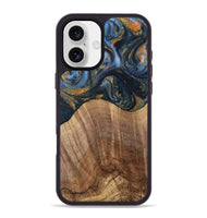 iPhone 16 Plus Wood Phone Case - Lydie (Teal & Gold, 731308)