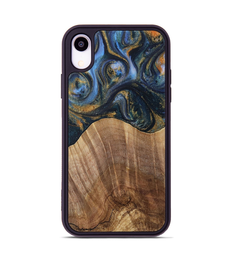 iPhone Xr Wood Phone Case - Lydie (Teal & Gold, 731308)