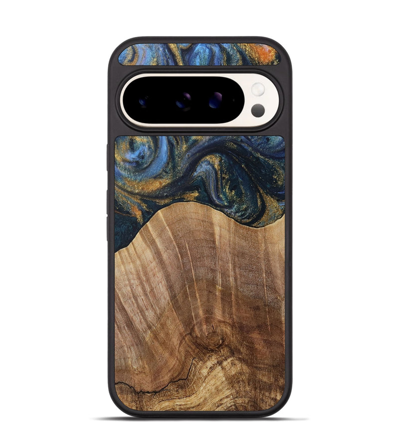 Pixel 9 Wood Phone Case - Lydie (Teal & Gold, 731308)