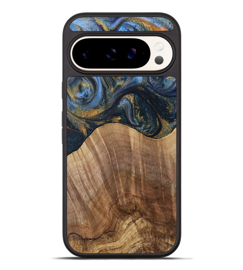 Pixel 9 Pro XL Wood Phone Case - Lydie (Teal & Gold, 731308)