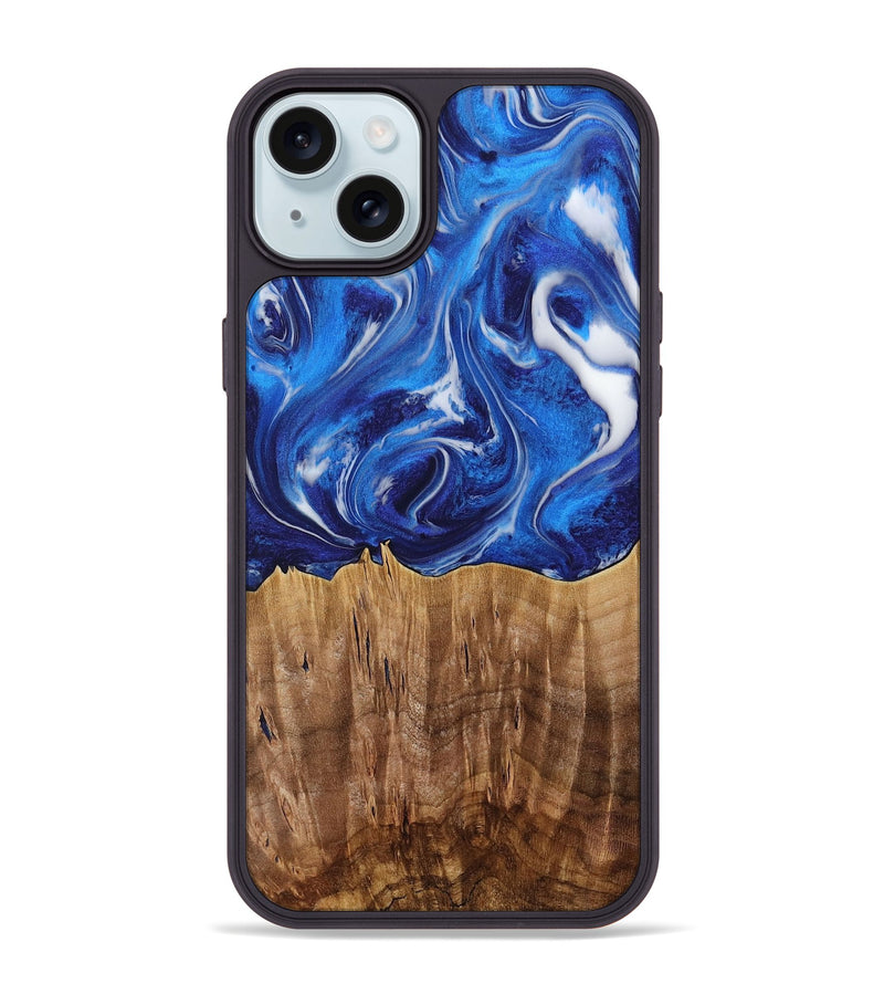 iPhone 15 Plus Wood Phone Case - Weringh (Blue, 731310)