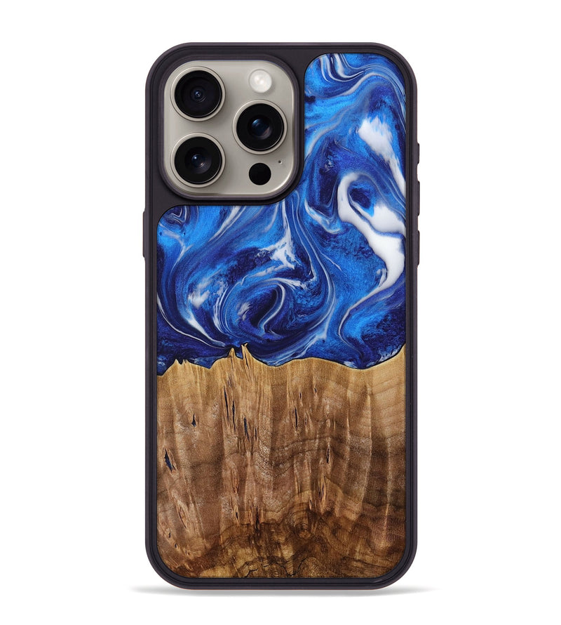 iPhone 15 Pro Max Wood Phone Case - Weringh (Blue, 731310)