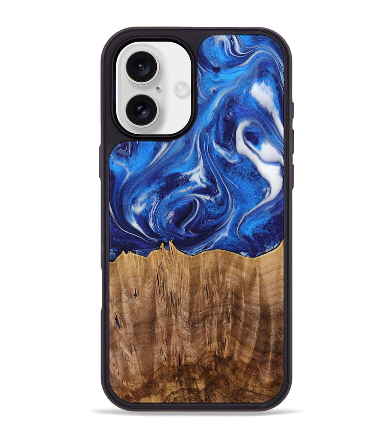 iPhone 16 Plus Wood Phone Case - Weringh (Blue, 731310)