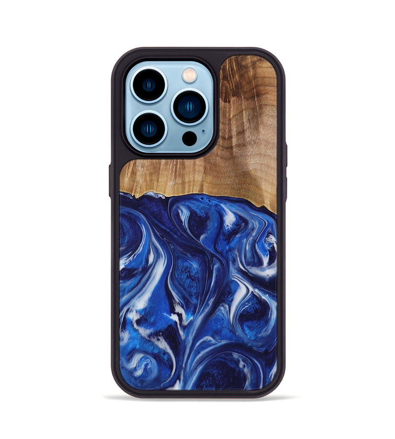 iPhone 14 Pro Wood Phone Case - Elissa (Blue, 731315)