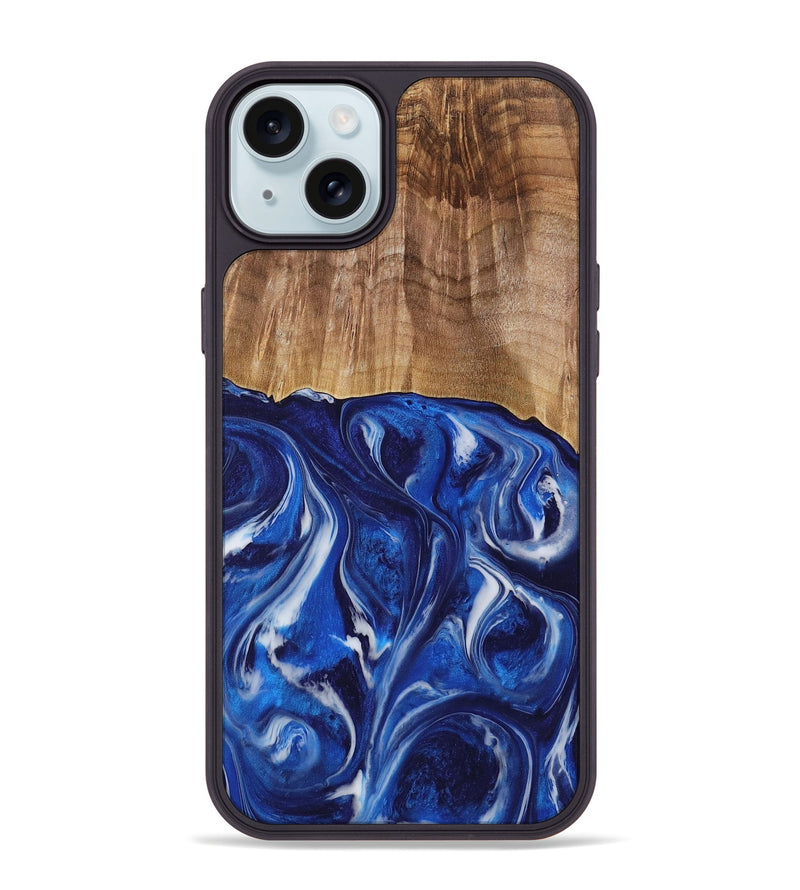 iPhone 15 Plus Wood Phone Case - Elissa (Blue, 731315)