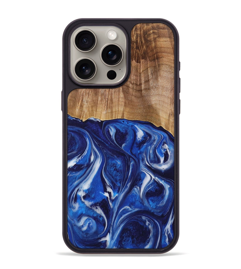 iPhone 15 Pro Max Wood Phone Case - Elissa (Blue, 731315)