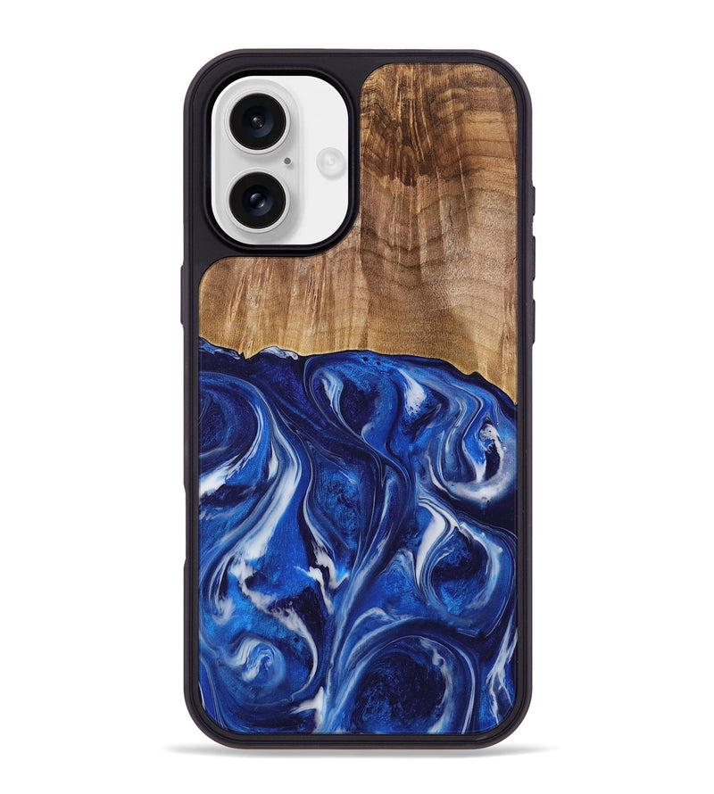 iPhone 16 Plus Wood Phone Case - Elissa (Blue, 731315)