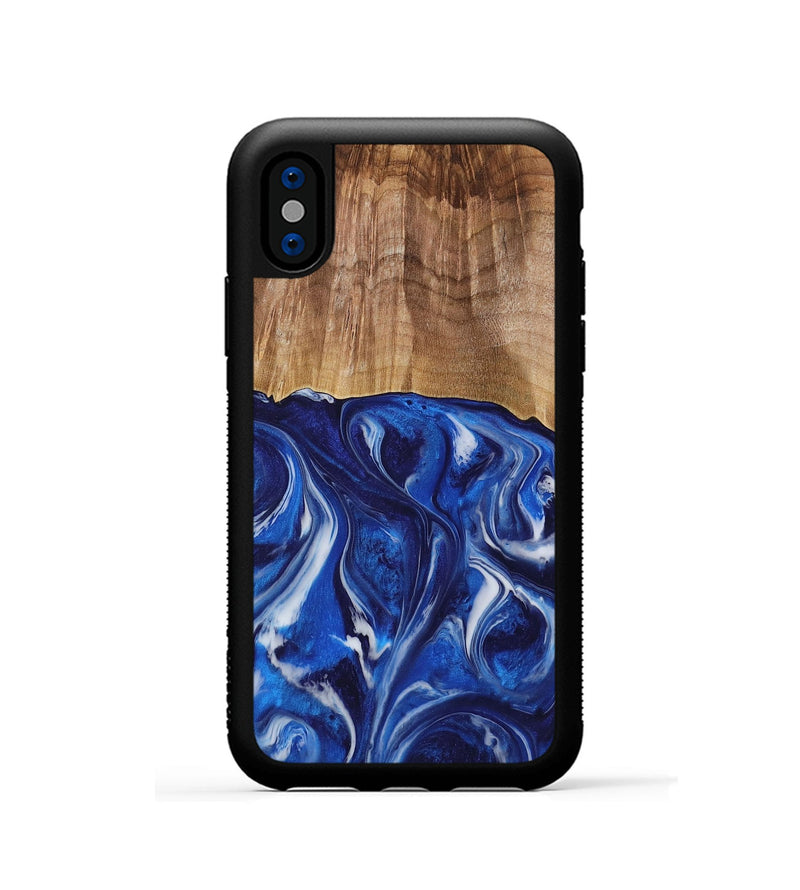 iPhone Xs Wood Phone Case - Elissa (Blue, 731315)