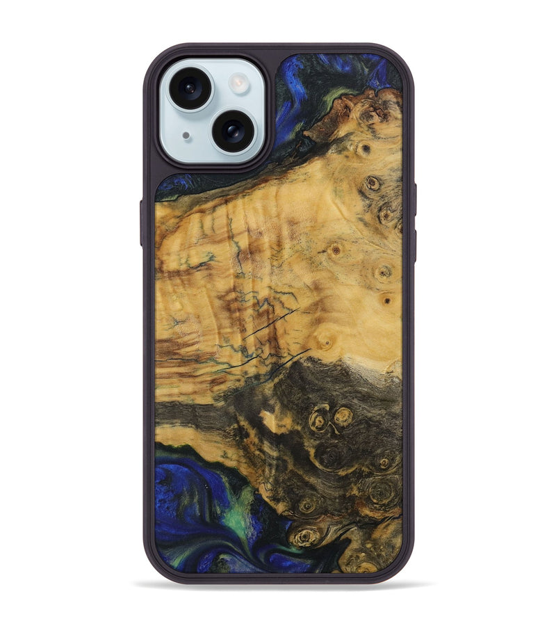 iPhone 15 Plus Wood Phone Case - Raju (Blue, 731317)