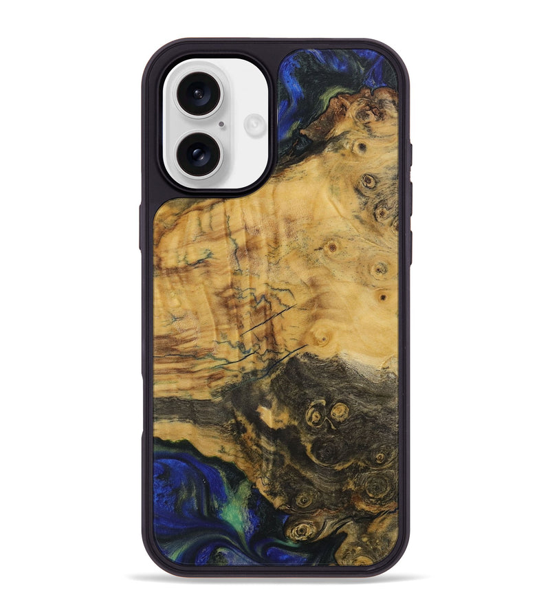 iPhone 16 Plus Wood Phone Case - Raju (Blue, 731317)