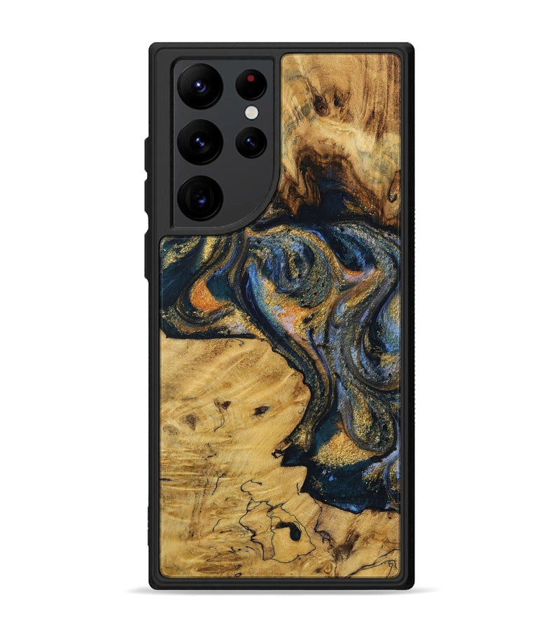 Galaxy S22 Ultra Wood Phone Case - Flying (Teal & Gold, 731319)