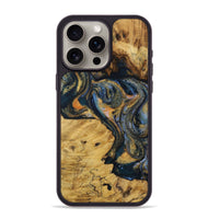 iPhone 15 Pro Max Wood Phone Case - Flying (Teal & Gold, 731319)