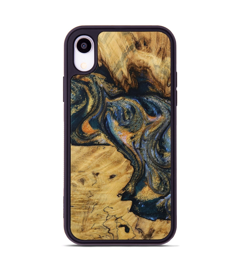 iPhone Xr Wood Phone Case - Flying (Teal & Gold, 731319)