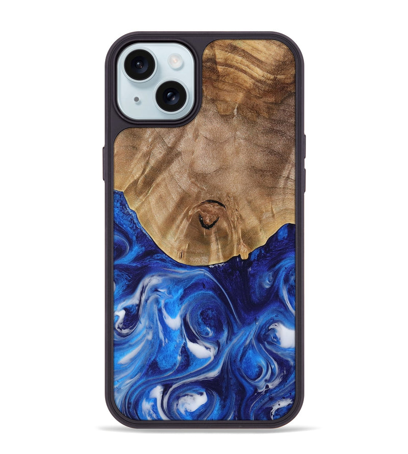 iPhone 15 Plus Wood Phone Case - Arah (Blue, 731321)