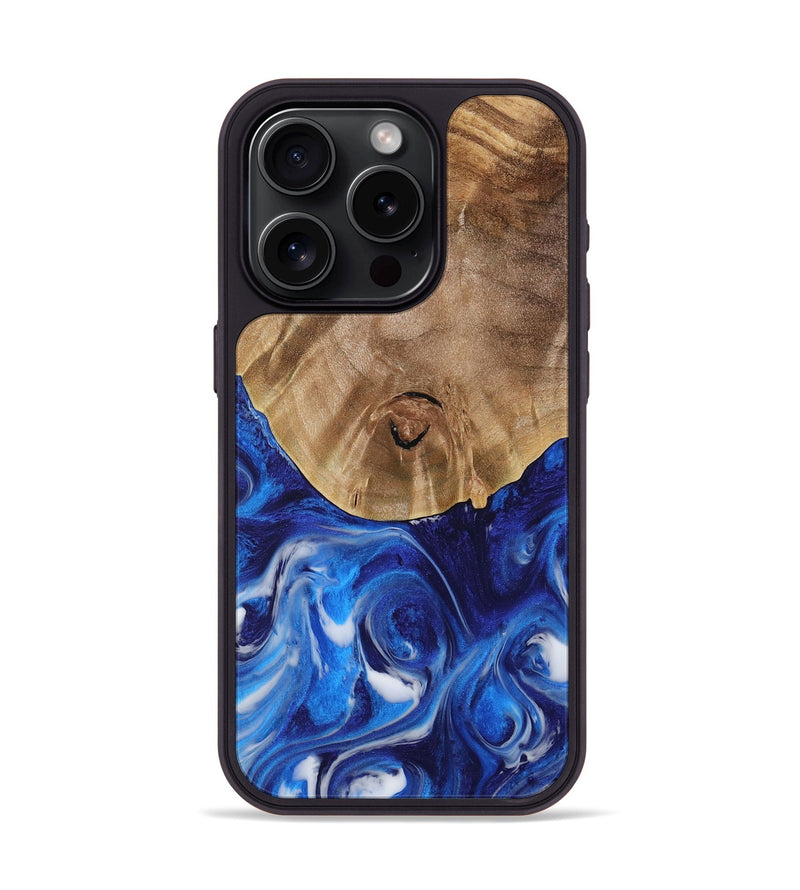 iPhone 15 Pro Wood Phone Case - Arah (Blue, 731321)