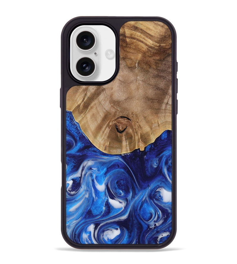 iPhone 16 Plus Wood Phone Case - Arah (Blue, 731321)