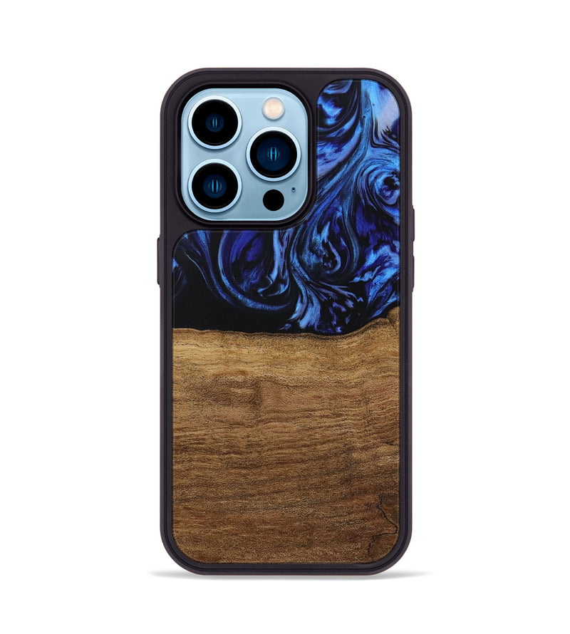 iPhone 14 Pro Wood Phone Case - Auston (Blue, 731323)