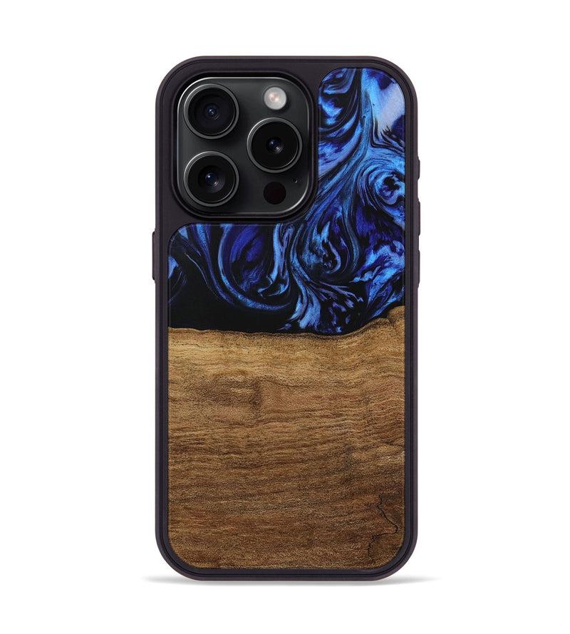 iPhone 15 Pro Wood Phone Case - Auston (Blue, 731323)