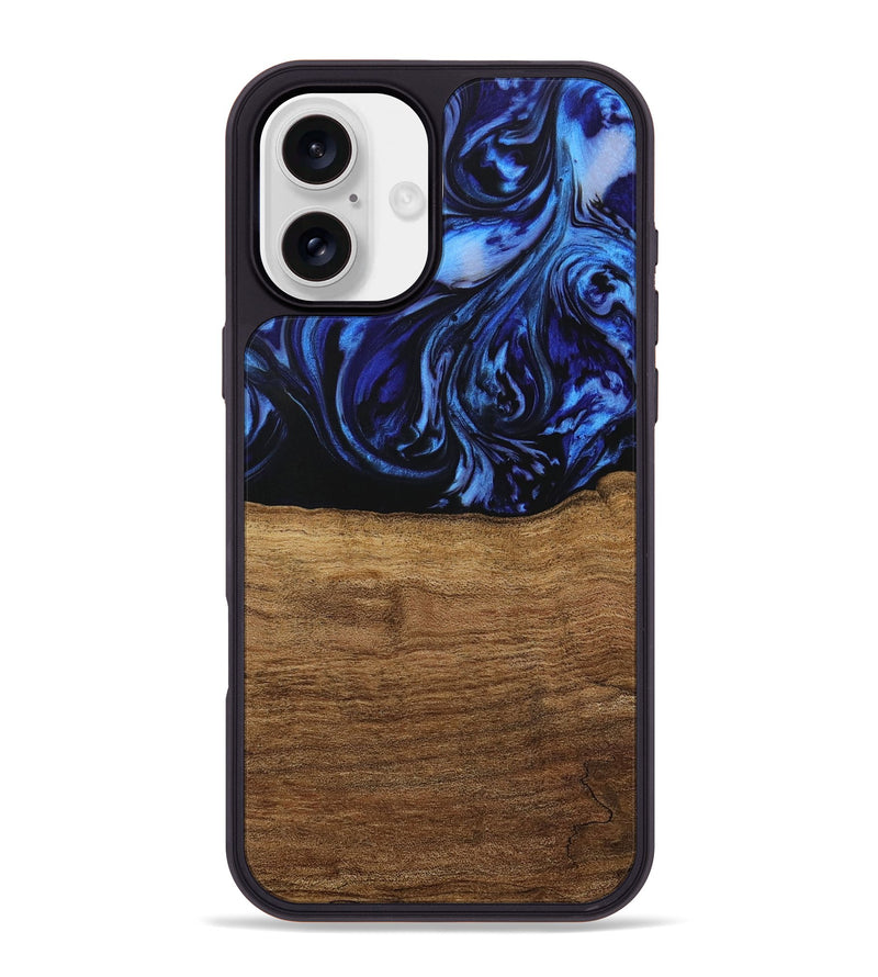 iPhone 16 Plus Wood Phone Case - Auston (Blue, 731323)