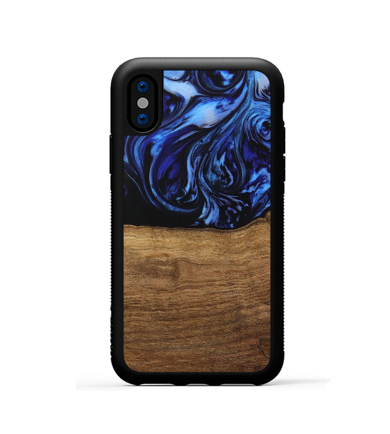 iPhone Xs Wood Phone Case - Auston (Blue, 731323)