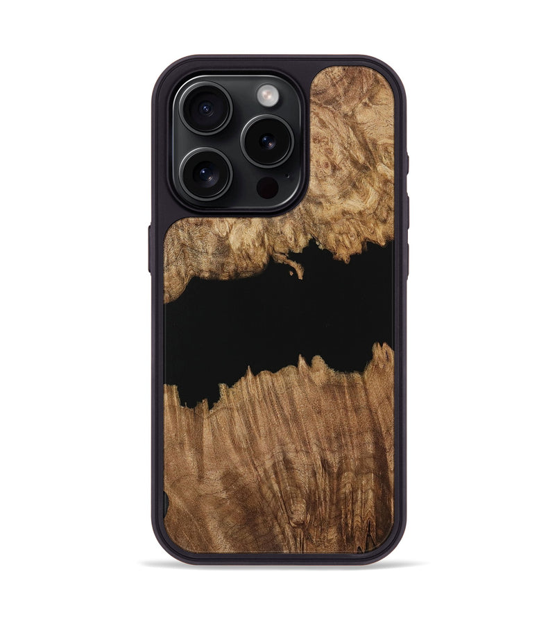 iPhone 15 Pro Wood Phone Case - Ilda (Pure Black, 731328)