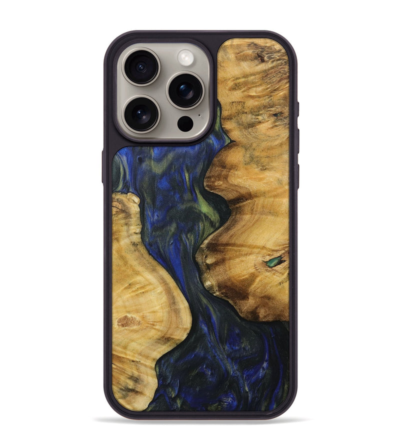 iPhone 15 Pro Max Wood Phone Case - Kessia (Blue, 731338)