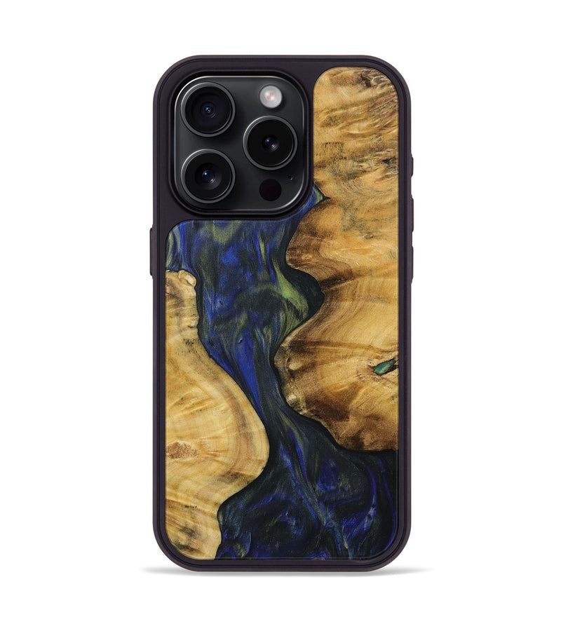 iPhone 15 Pro Wood Phone Case - Kessia (Blue, 731338)