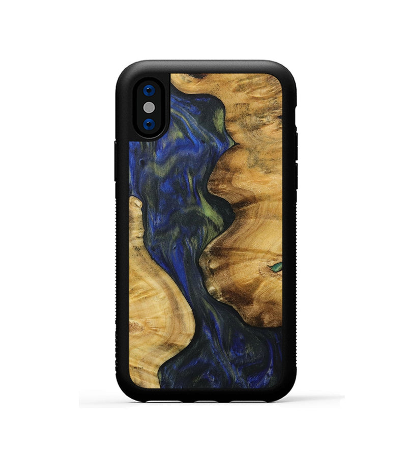 iPhone Xs Wood Phone Case - Kessia (Blue, 731338)