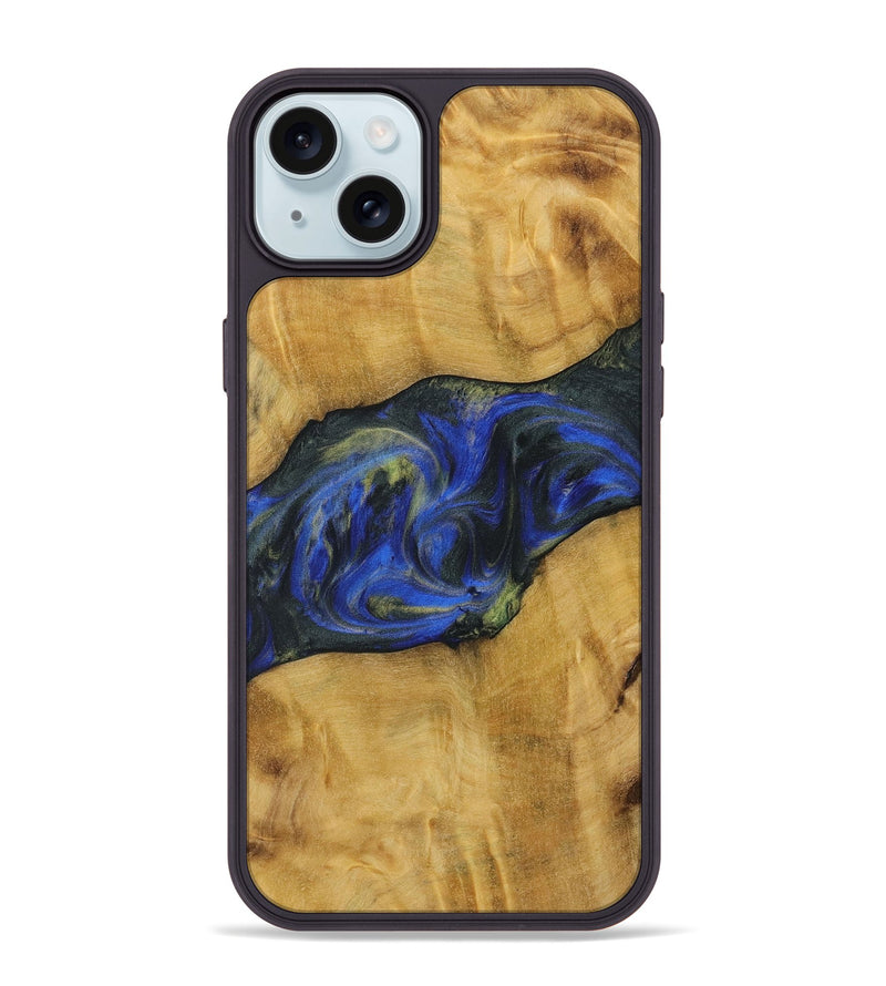 iPhone 15 Plus Wood Phone Case - Kanye (Blue, 731342)