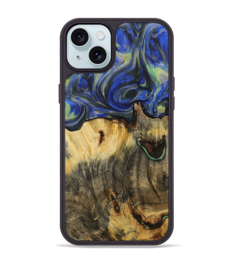 iPhone 15 Plus Wood Phone Case - Jesenia (Blue, 731343)